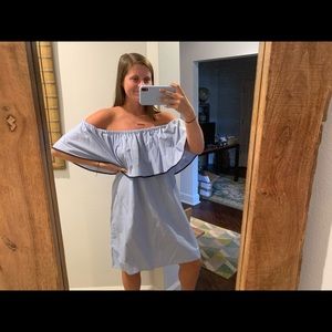 J Crew Blue Off the Shoulder Cotton Dress, S